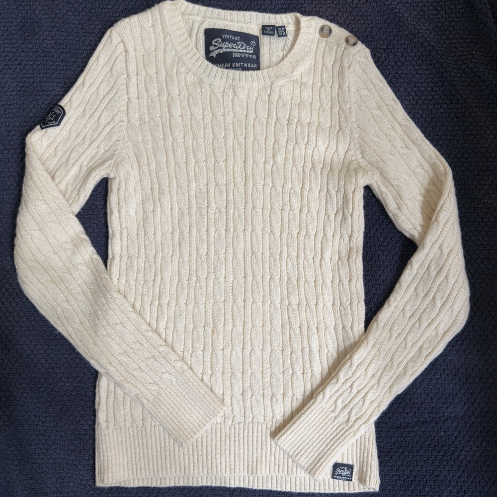 Superdry Women's Off-White Cable Knit Sweater